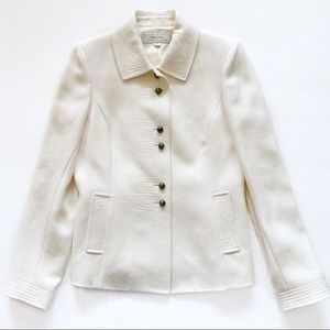 TAHARI Wool Blend Cream Blazer Pewter Buttons Sz 4